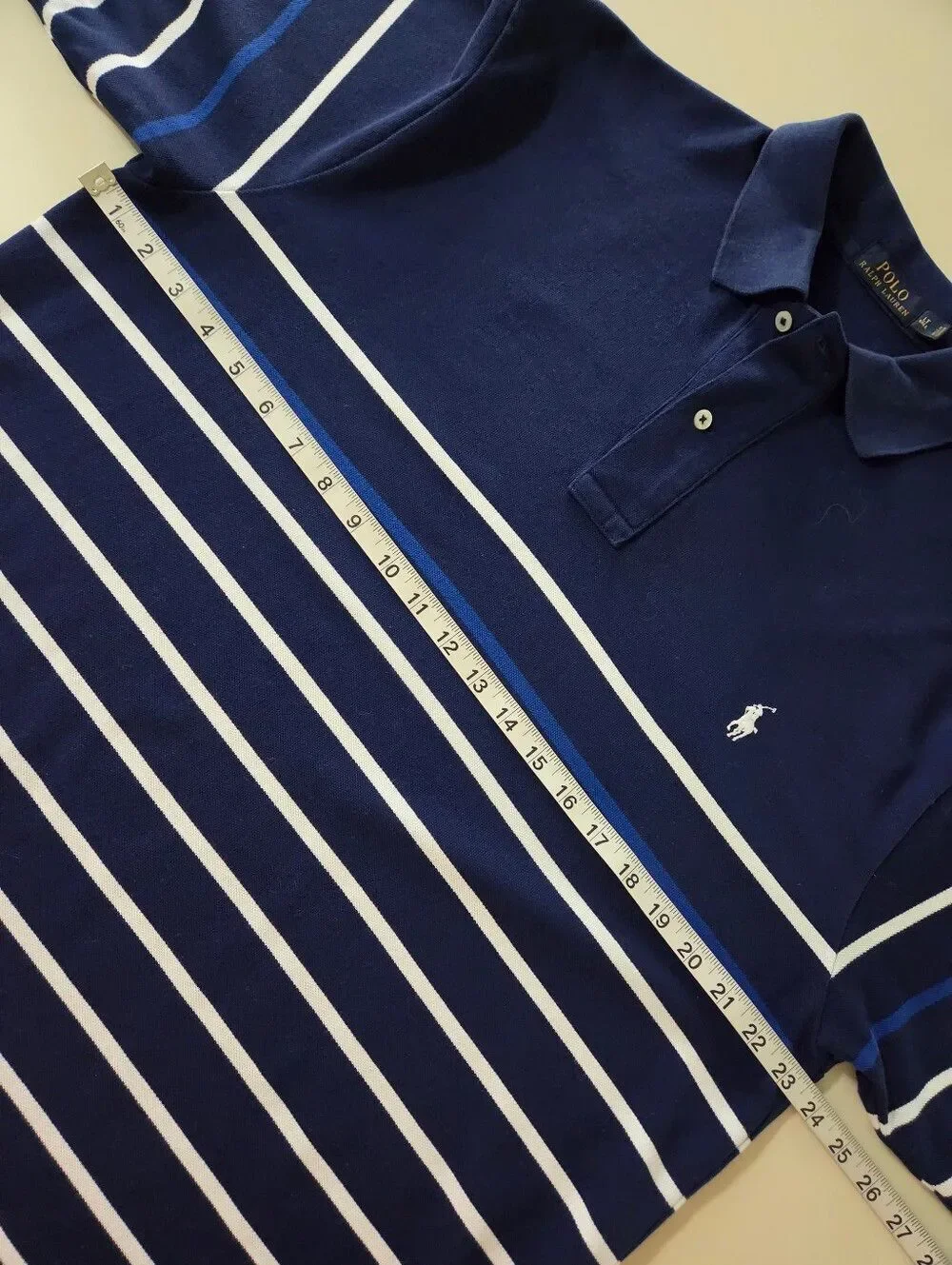 Polo Ralph Lauren Men's Navy Short Sleeve Stripe Polo Shirt
